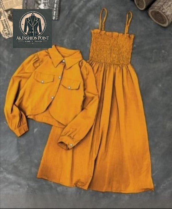 2 PC WOMEN STITCHED PLAIN FROCK AND JACKET
