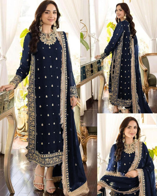 3 PC STITCHED WOMEN EMBROIDERED SUIT