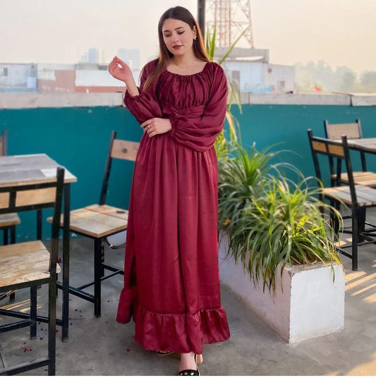 1 PC SHOT SILK PLAIN FROCK